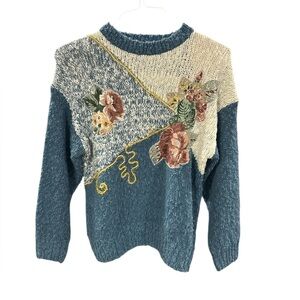Vintage Country Romance Floral Patchwork Sweater